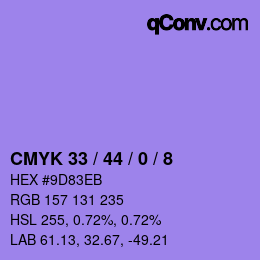 Código de color: CMYK 33 / 44 / 0 / 8 | qconv.com