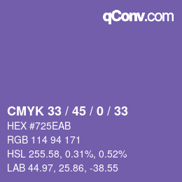 Farbcode: CMYK 33 / 45 / 0 / 33 | qconv.com