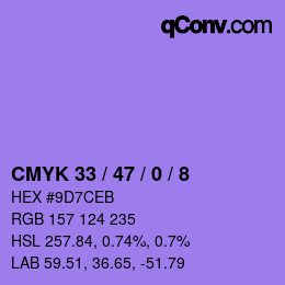 Color code: CMYK 33 / 47 / 0 / 8 | qconv.com