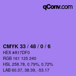 Color code: CMYK 33 / 48 / 0 / 6 | qconv.com