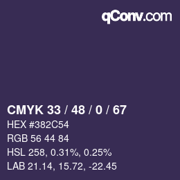 Color code: CMYK 33 / 48 / 0 / 67 | qconv.com