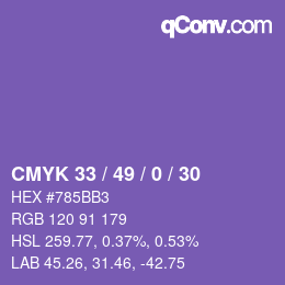 カラーコード: CMYK 33 / 49 / 0 / 30 | qconv.com