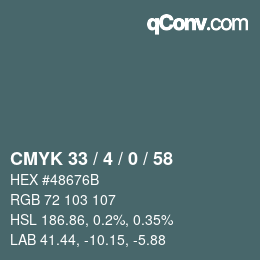 Código de color: CMYK 33 / 4 / 0 / 58 | qconv.com
