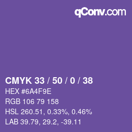 カラーコード: CMYK 33 / 50 / 0 / 38 | qconv.com