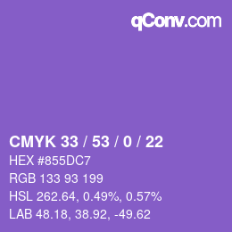 Farbcode: CMYK 33 / 53 / 0 / 22 | qconv.com