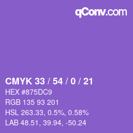 カラーコード: CMYK 33 / 54 / 0 / 21 | qconv.com