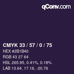 Color code: CMYK 33 / 57 / 0 / 75 | qconv.com