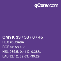 Farbcode: CMYK 33 / 58 / 0 / 46 | qconv.com