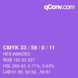 Color code: CMYK 33 / 59 / 0 / 11 | qconv.com