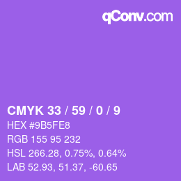カラーコード: CMYK 33 / 59 / 0 / 9 | qconv.com