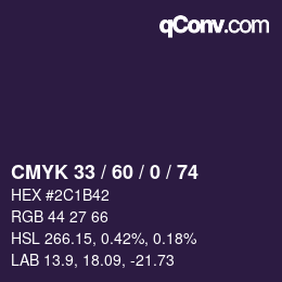 カラーコード: CMYK 33 / 60 / 0 / 74 | qconv.com