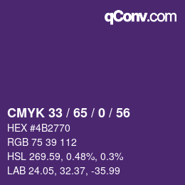 カラーコード: CMYK 33 / 65 / 0 / 56 | qconv.com