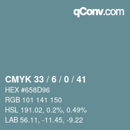 カラーコード: CMYK 33 / 6 / 0 / 41 | qconv.com