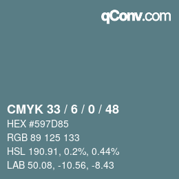 Farbcode: CMYK 33 / 6 / 0 / 48 | qconv.com