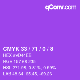 Color code: CMYK 33 / 71 / 0 / 8 | qconv.com