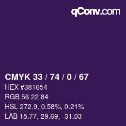 カラーコード: CMYK 33 / 74 / 0 / 67 | qconv.com