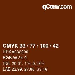 カラーコード: CMYK 33 / 77 / 100 / 42 | qconv.com