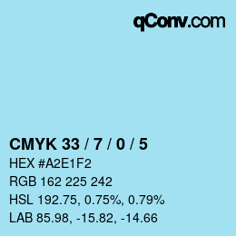 Color code: CMYK 33 / 7 / 0 / 5 | qconv.com