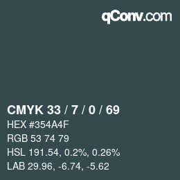 Color code: CMYK 33 / 7 / 0 / 69 | qconv.com