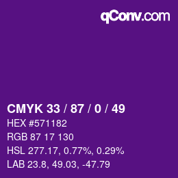 カラーコード: CMYK 33 / 87 / 0 / 49 | qconv.com