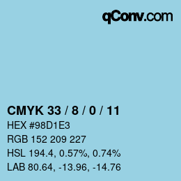 カラーコード: CMYK 33 / 8 / 0 / 11 | qconv.com