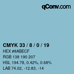 颜色代码: CMYK 33 / 8 / 0 / 19 | qconv.com