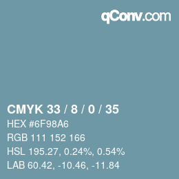 颜色代码: CMYK 33 / 8 / 0 / 35 | qconv.com