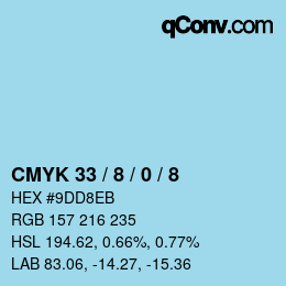 カラーコード: CMYK 33 / 8 / 0 / 8 | qconv.com