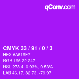 Color code: CMYK 33 / 91 / 0 / 3 | qconv.com