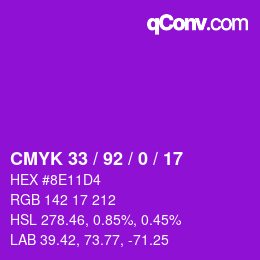 Color code: CMYK 33 / 92 / 0 / 17 | qconv.com