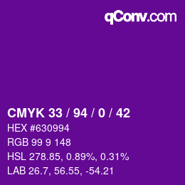 颜色代码: CMYK 33 / 94 / 0 / 42 | qconv.com