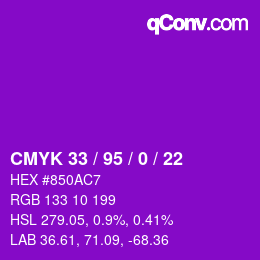 Farbcode: CMYK 33 / 95 / 0 / 22 | qconv.com