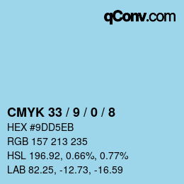Color code: CMYK 33 / 9 / 0 / 8 | qconv.com