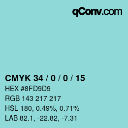 カラーコード: CMYK 34 / 0 / 0 / 15 | qconv.com