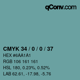 Código de color: CMYK 34 / 0 / 0 / 37 | qconv.com