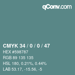 Color code: CMYK 34 / 0 / 0 / 47 | qconv.com