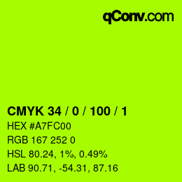 カラーコード: CMYK 34 / 0 / 100 / 1 | qconv.com