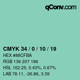 Color code: CMYK 34 / 0 / 10 / 19 | qconv.com