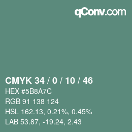 Color code: CMYK 34 / 0 / 10 / 46 | qconv.com