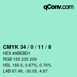 Color code: CMYK 34 / 0 / 11 / 8 | qconv.com