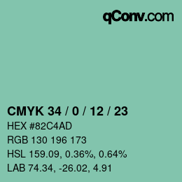 Color code: CMYK 34 / 0 / 12 / 23 | qconv.com