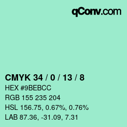 颜色代码: CMYK 34 / 0 / 13 / 8 | qconv.com