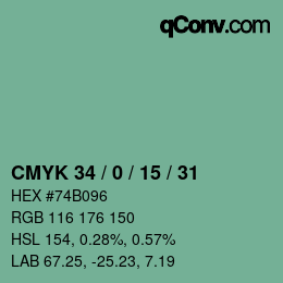 颜色代码: CMYK 34 / 0 / 15 / 31 | qconv.com