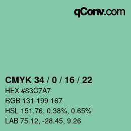 颜色代码: CMYK 34 / 0 / 16 / 22 | qconv.com