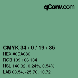 カラーコード: CMYK 34 / 0 / 19 / 35 | qconv.com