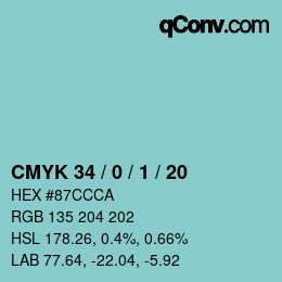 Farbcode: CMYK 34 / 0 / 1 / 20 | qconv.com
