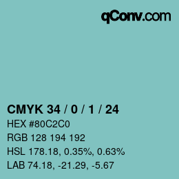 Color code: CMYK 34 / 0 / 1 / 24 | qconv.com