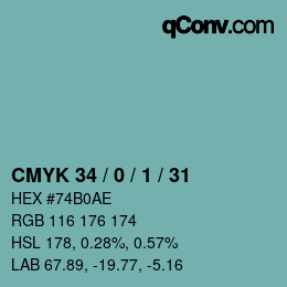 カラーコード: CMYK 34 / 0 / 1 / 31 | qconv.com