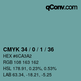 カラーコード: CMYK 34 / 0 / 1 / 36 | qconv.com