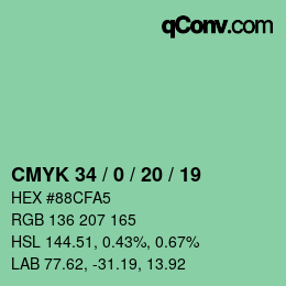 Code couleur: CMYK 34 / 0 / 20 / 19 | qconv.com